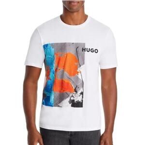 HUGO Dindumu Logo Graphic Tee White Small NWT